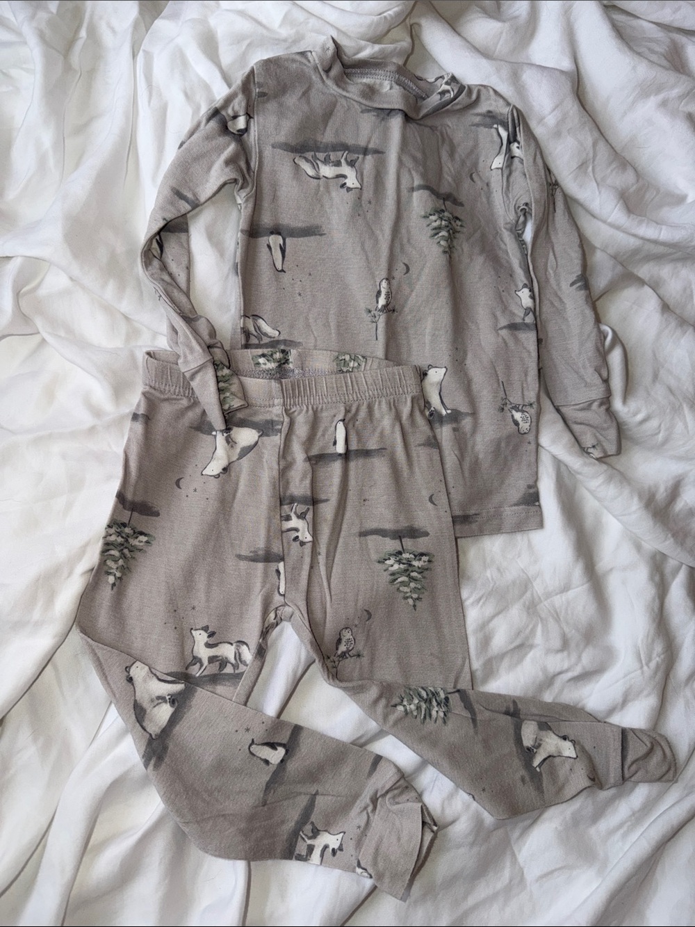 Carter's Light Gray Woodland Animal Long Sleeve Pajama Set